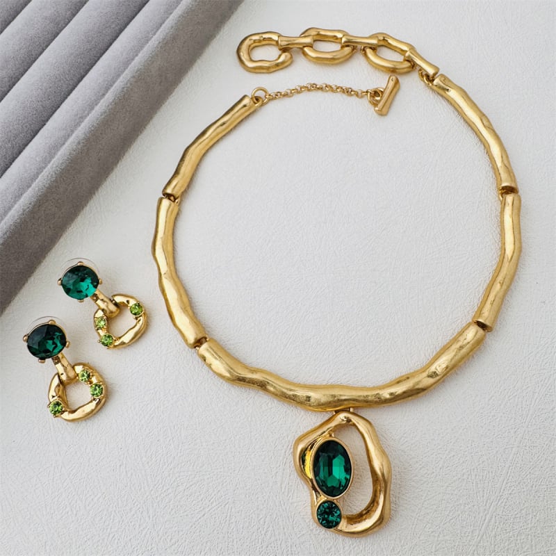 Kaelakee tüüp, kunstkristallripats, tsingi sulam, O-tüüpi ahela, 54 g, Euroopa-Ameerika keskaja stiil