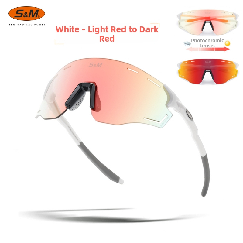 S&M sporta brilles velosipēdam un skrējienam, modelis S201, fotochromātiskas lēcas, maināmās lēcas, regulējams deguna balsts, saderīgas ar dioptriju briļēmēm, universālas