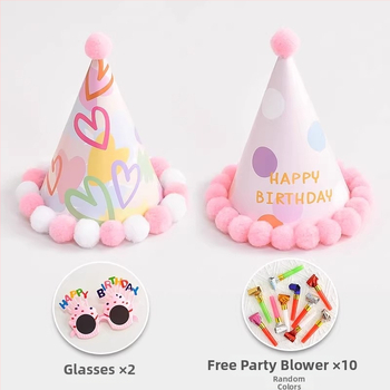 Σετ αξεσουάρ μακιγιάζ και κοστουμιών για γενέθλια: στέμμα, καπέλο-τούρτα και γυαλιά πάρτι