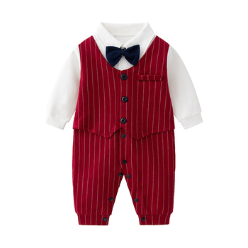 Brumi Romper za dječaka, britanski stil, dugi rukav, 100% pamuk, kopčanje sprijeda