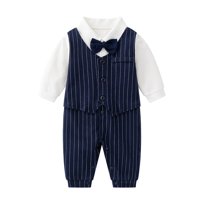 Brumi Romper za dječaka, britanski stil, dugi rukav, 100% pamuk, kopčanje sprijeda