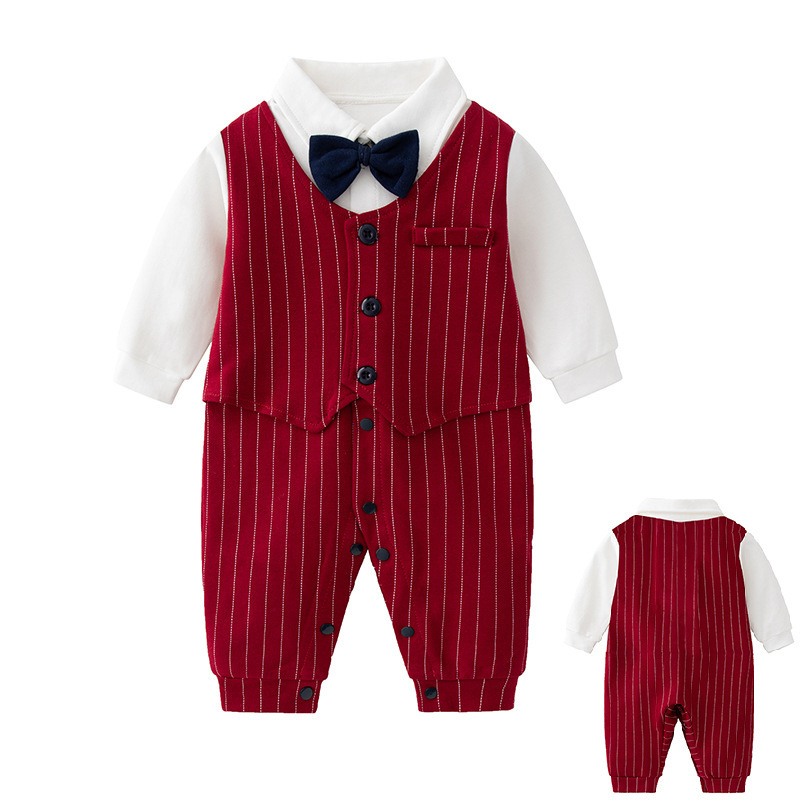 Brumi Romper za dječaka, britanski stil, dugi rukav, 100% pamuk, kopčanje sprijeda