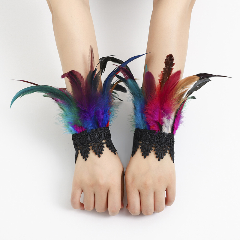 Putnu spalvas rokassprādze, gotiskais stils, universāls, dzīvnieka/zodiāka forma, dekoratīvs aksesuārs rokai