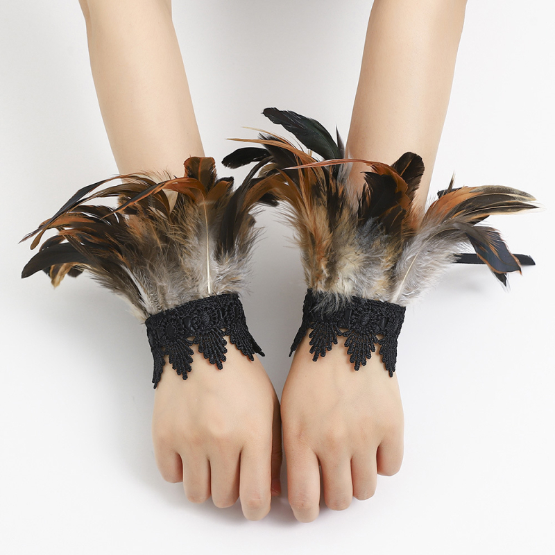 Putnu spalvas rokassprādze, gotiskais stils, universāls, dzīvnieka/zodiāka forma, dekoratīvs aksesuārs rokai