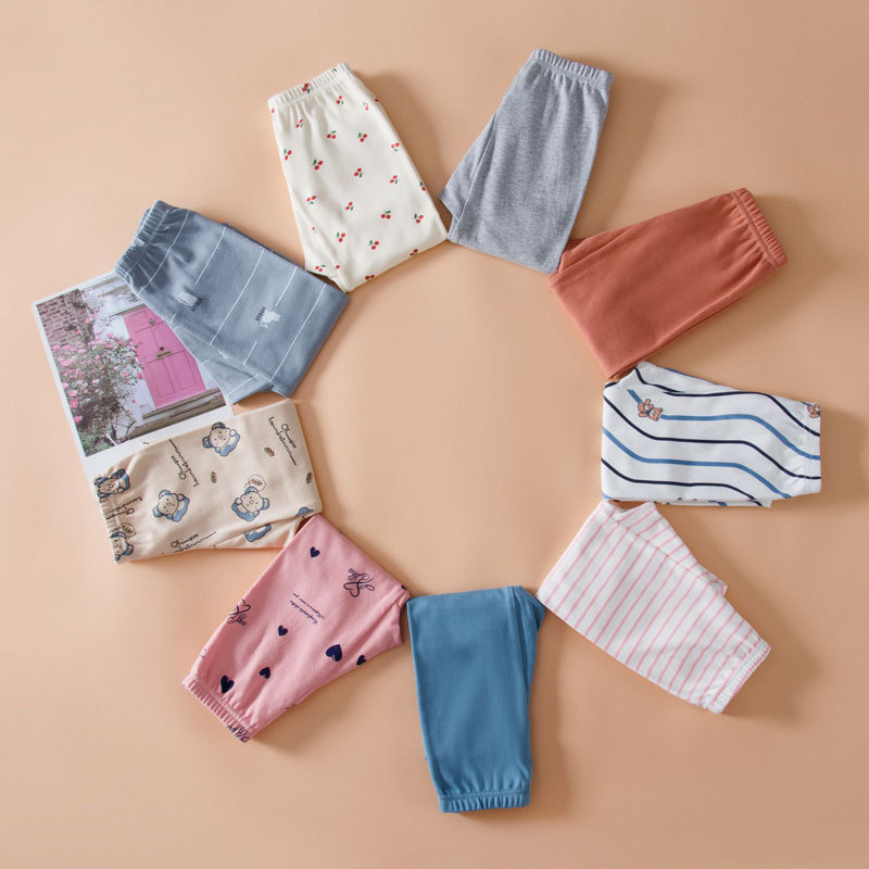 Unisex dječje pamučne pidžama hlače, 100% pamuk, mekana tkanina, elastičan pojas, otisci s životinjama, crtama i slovima