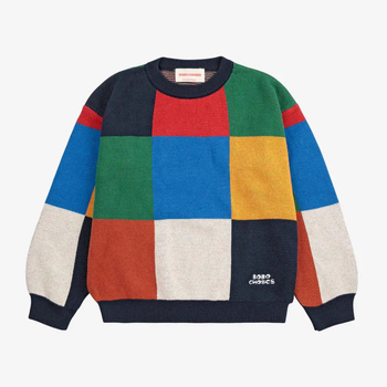 Bērnu kokvilnas adījuma džemperis, apaļš kakls, garie piedurknes, vecums 3–8 gadi, dzīvnieku karikatūras raksts