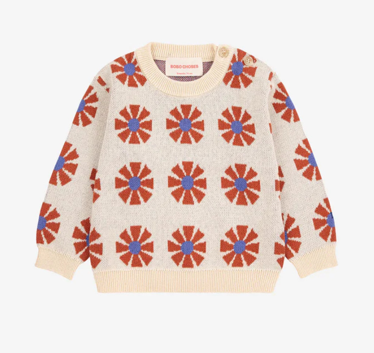 Bērnu kokvilnas adījuma džemperis, apaļš kakls, garie piedurknes, vecums 3–8 gadi, dzīvnieku karikatūras raksts