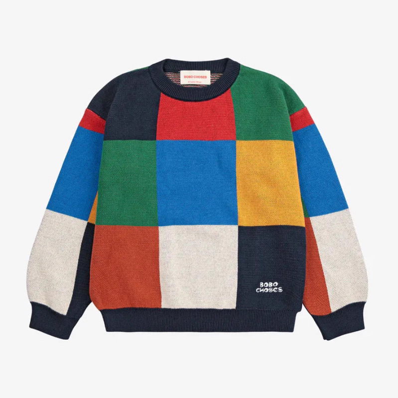 Bērnu kokvilnas adījuma džemperis, apaļš kakls, garie piedurknes, vecums 3–8 gadi, dzīvnieku karikatūras raksts