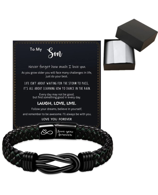 Meeste minimalistlik köidetud kunstnahast käevõru magnetkinnitusega ja graveeritud tekstiga