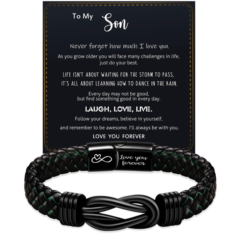 Meeste minimalistlik köidetud kunstnahast käevõru magnetkinnitusega ja graveeritud tekstiga