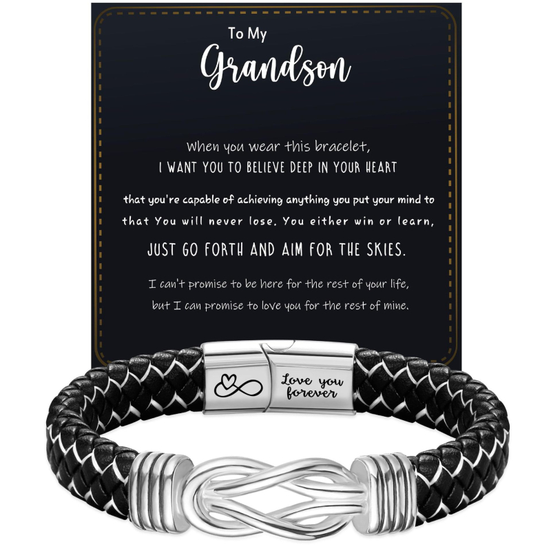 Meeste minimalistlik köidetud kunstnahast käevõru magnetkinnitusega ja graveeritud tekstiga