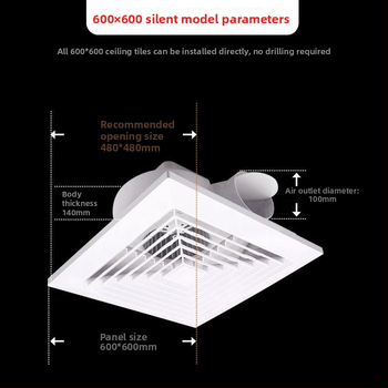Integruotas lubų vėdinimo ventiliatorius – modelis 600-H2, pirmosios klasės energijos efektyvumas, lubų kanalo tipo ventiliatorius