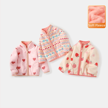 Mergaitei skirta žieminė striukė su stovinčiu kaklu, stora medvilninė medžiaga, medvilninė pamušalas, be gobtuvo