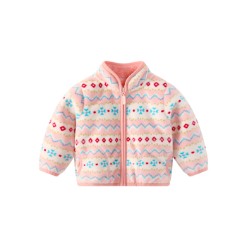 Mergaitei skirta žieminė striukė su stovinčiu kaklu, stora medvilninė medžiaga, medvilninė pamušalas, be gobtuvo