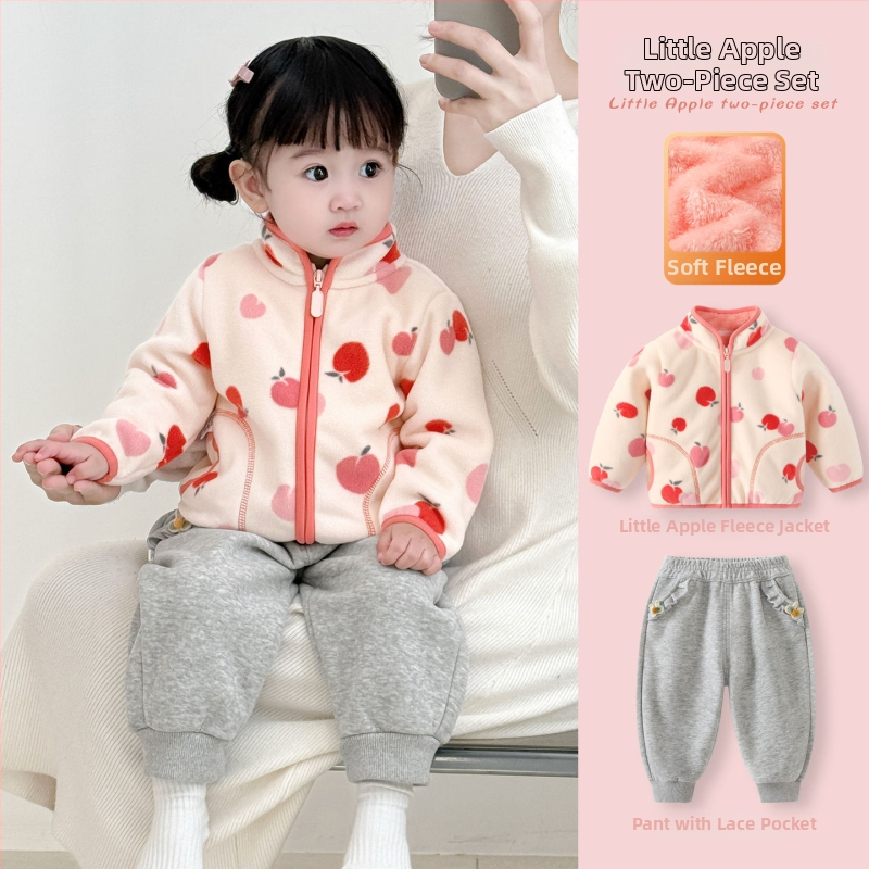 Mergaitei skirta žieminė striukė su stovinčiu kaklu, stora medvilninė medžiaga, medvilninė pamušalas, be gobtuvo