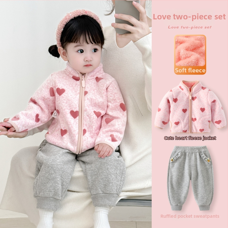 Mergaitei skirta žieminė striukė su stovinčiu kaklu, stora medvilninė medžiaga, medvilninė pamušalas, be gobtuvo