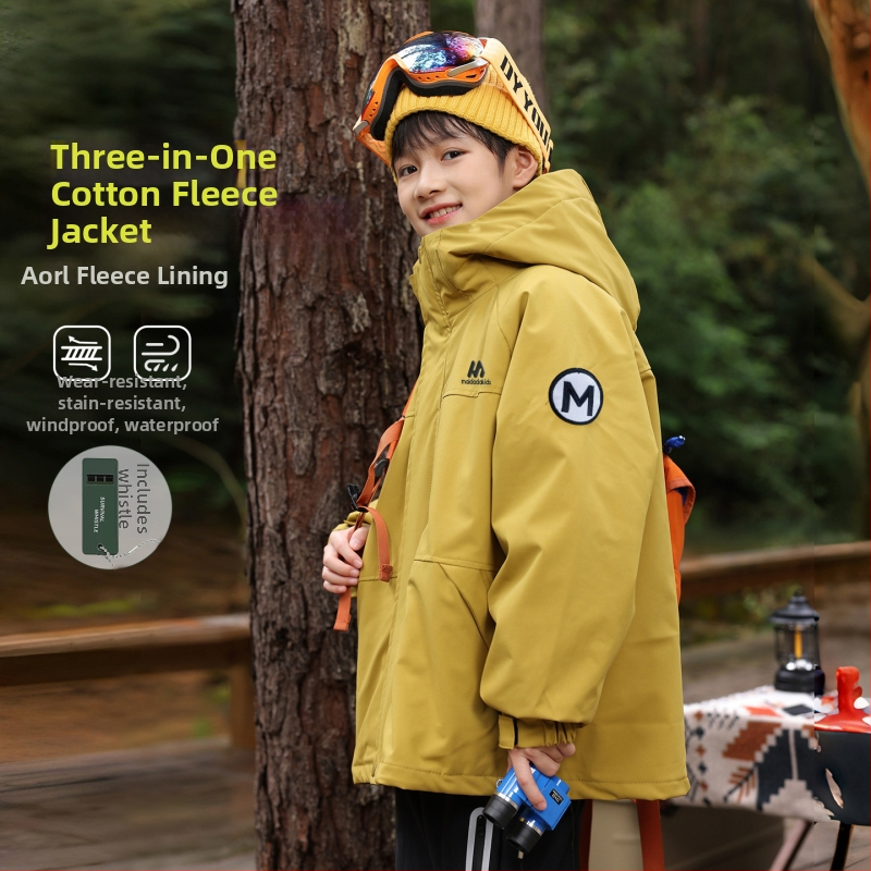 Vaiko striukė-trijų viename: vandeniškumas 8000 mm, kvėpavimo geba 10001–15000 mm, nuimama fliso įdaila, gobtuvas, unisex