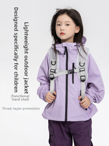 Striukė mergaitei su trim apsaugomis: kvėpuojanti, atspari vandeniui ir vėjui, su gobtuvu, 7–12 metų vaikams — CLARA GIRLS