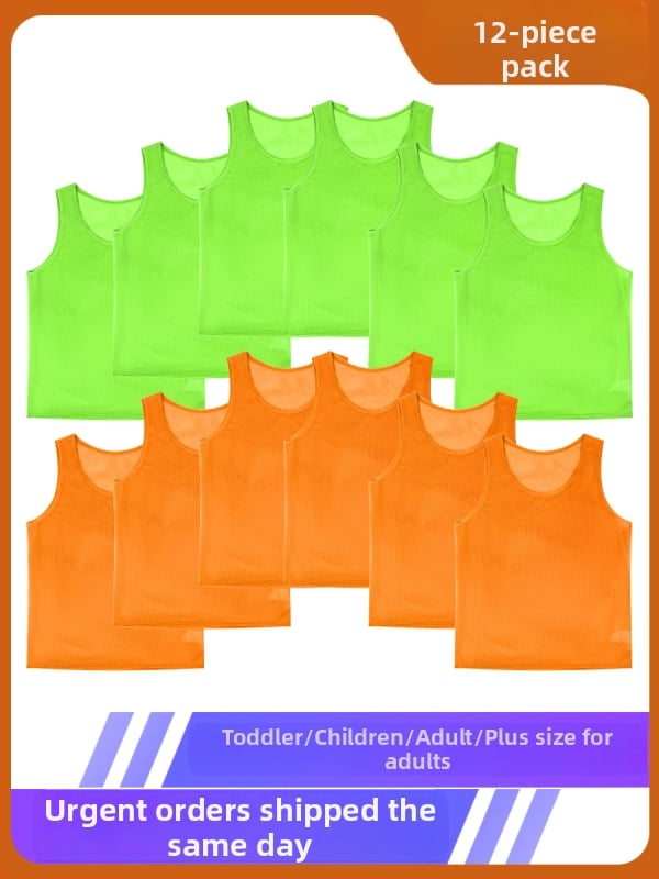 Vaikų futbolo treniruočių liemenė su dideliu tinkleliu, poliesteris, visoms sezonoms, unisex