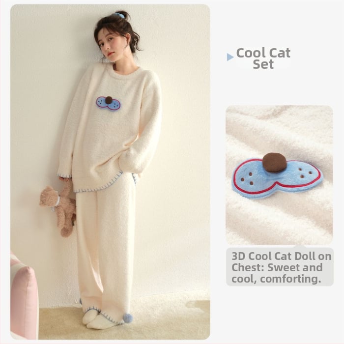 Σετ νυχτικού για κορίτσια το χειμώνα: νυχτικό σε ένα κομμάτι με μισό βελούδο, γλυκό στυλ, στρογγυλός λαιμός, μακριά μανίκια, μακριά φούστα