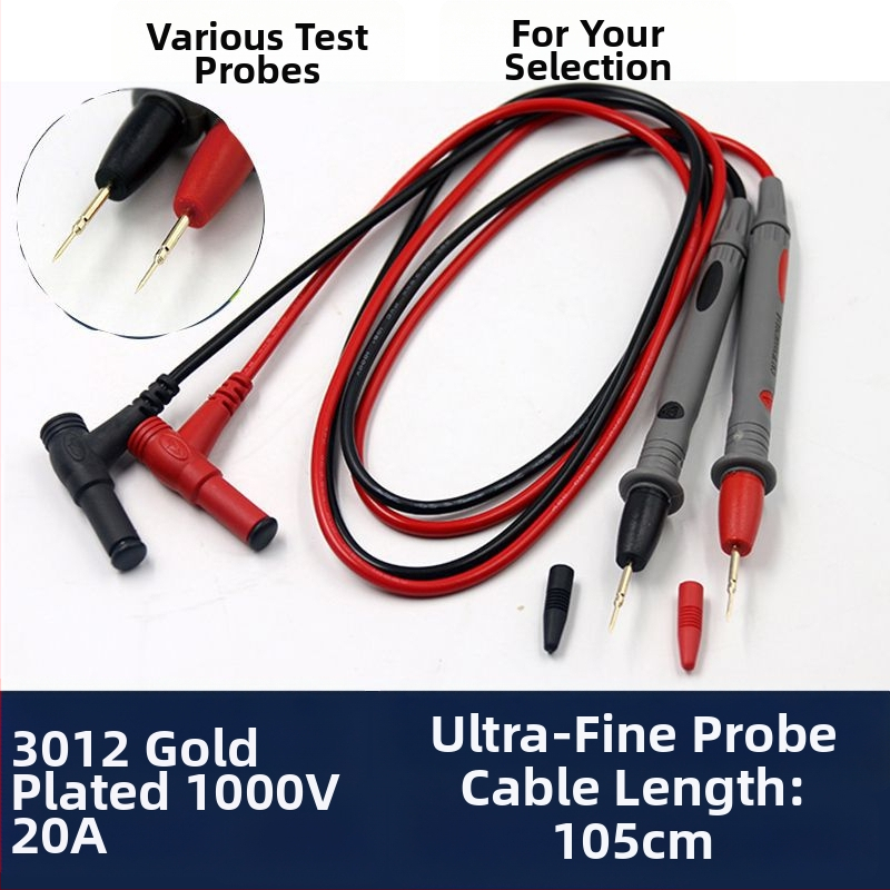 Multimetra testvads ar īpaši asu galu, digitālais displejs, zelta pārklājums, 1000V, 10A, 20A