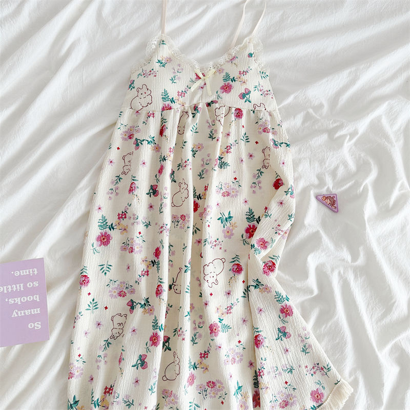 Γυναικείο καλοκαιρινό νυχτικό με τιράντες, βαμβακερό, χωρίς μανίκια, χωρίς γιακά, μίντι μήκος, για οικιακή χρήση