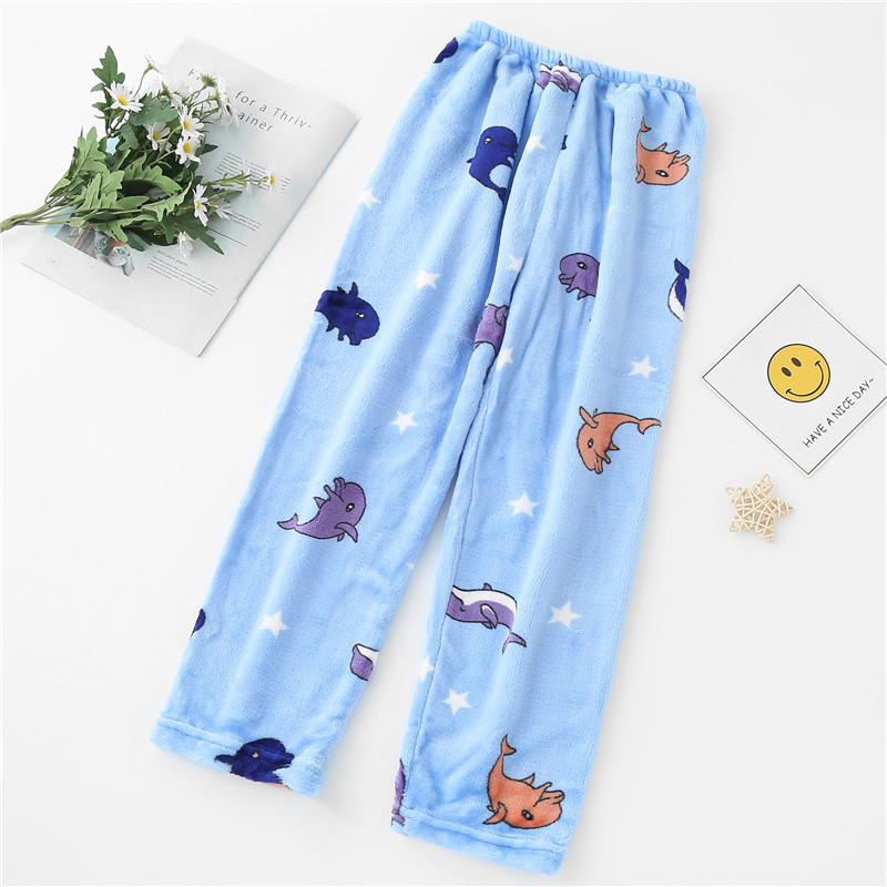 Унисекс детски панталони за домашно облекло от коралов флийс, подплатени с флис, 100% полиестер, корейски стил, зимно домашно облекло за деца на възраст 3–8 години