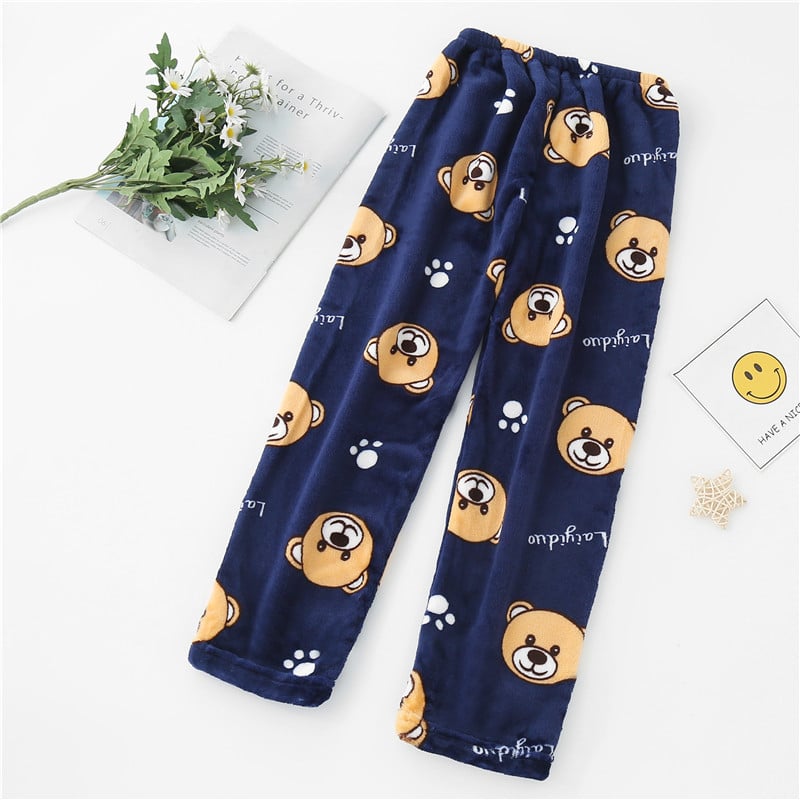 Унисекс детски панталони за домашно облекло от коралов флийс, подплатени с флис, 100% полиестер, корейски стил, зимно домашно облекло за деца на възраст 3–8 години