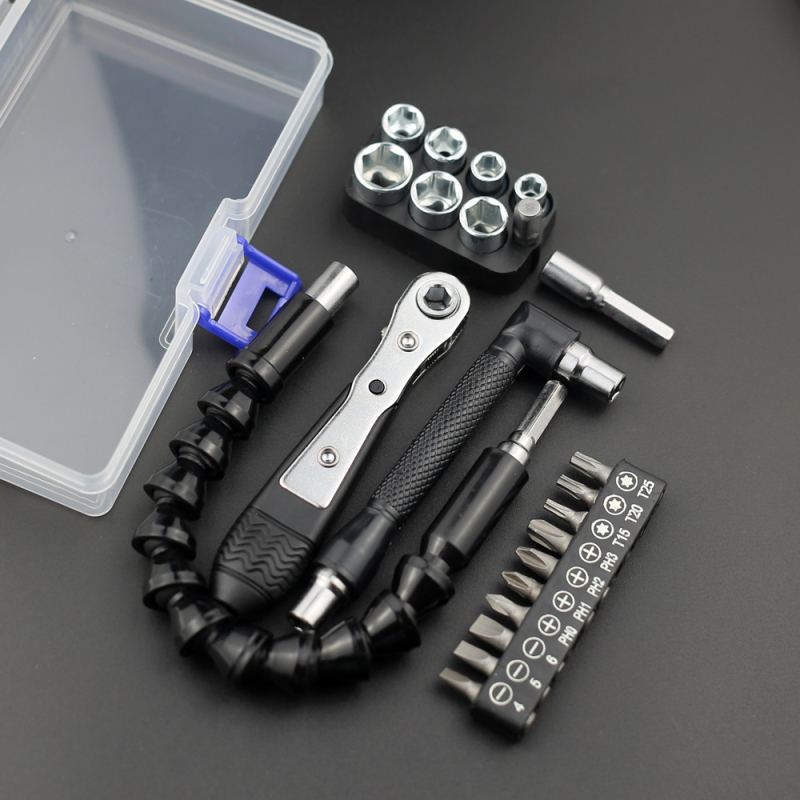 Chiyue 22-in-1 komplekts: divvirziena uzgriežņu atslēga un skrūvgriezis ar sešstūra galviņām, Cr-Mo-V tēra, mājas lietošanai