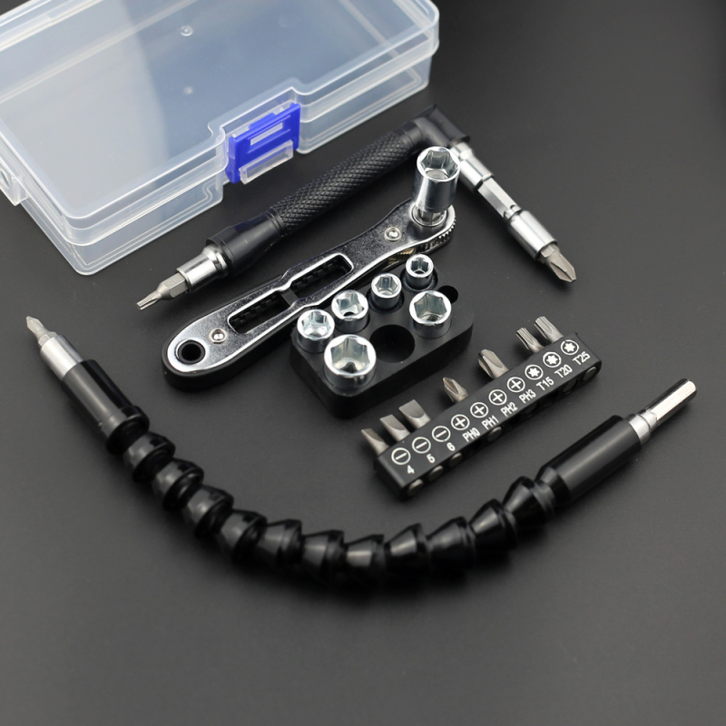 Chiyue 22-in-1 komplekts: divvirziena uzgriežņu atslēga un skrūvgriezis ar sešstūra galviņām, Cr-Mo-V tēra, mājas lietošanai