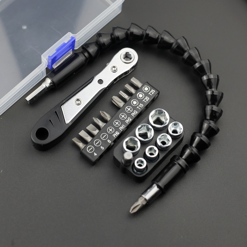 Chiyue 22-in-1 komplekts: divvirziena uzgriežņu atslēga un skrūvgriezis ar sešstūra galviņām, Cr-Mo-V tēra, mājas lietošanai