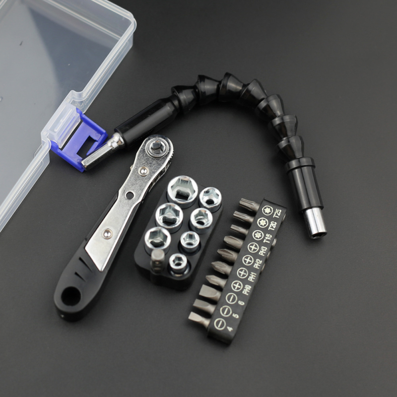 Chiyue 22-in-1 komplekts: divvirziena uzgriežņu atslēga un skrūvgriezis ar sešstūra galviņām, Cr-Mo-V tēra, mājas lietošanai