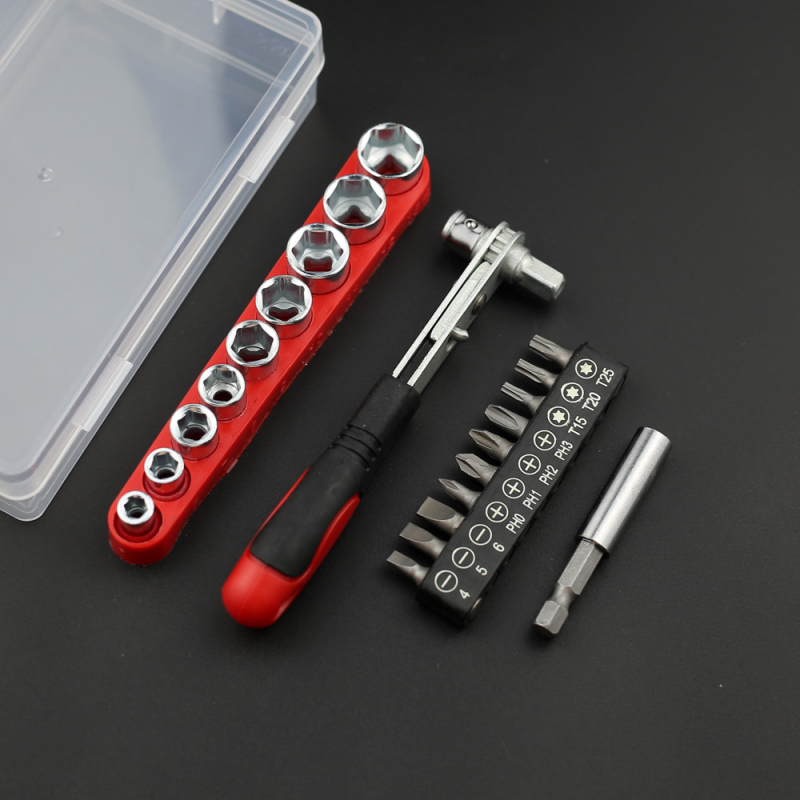 Chiyue 22-in-1 komplekts: divvirziena uzgriežņu atslēga un skrūvgriezis ar sešstūra galviņām, Cr-Mo-V tēra, mājas lietošanai