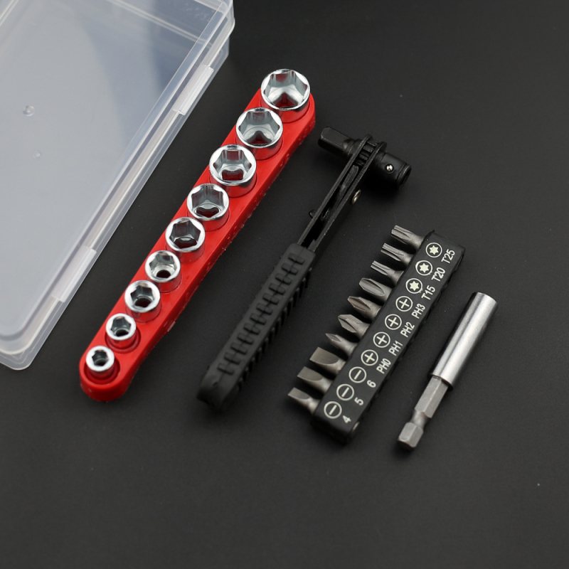 Chiyue 22-in-1 komplekts: divvirziena uzgriežņu atslēga un skrūvgriezis ar sešstūra galviņām, Cr-Mo-V tēra, mājas lietošanai