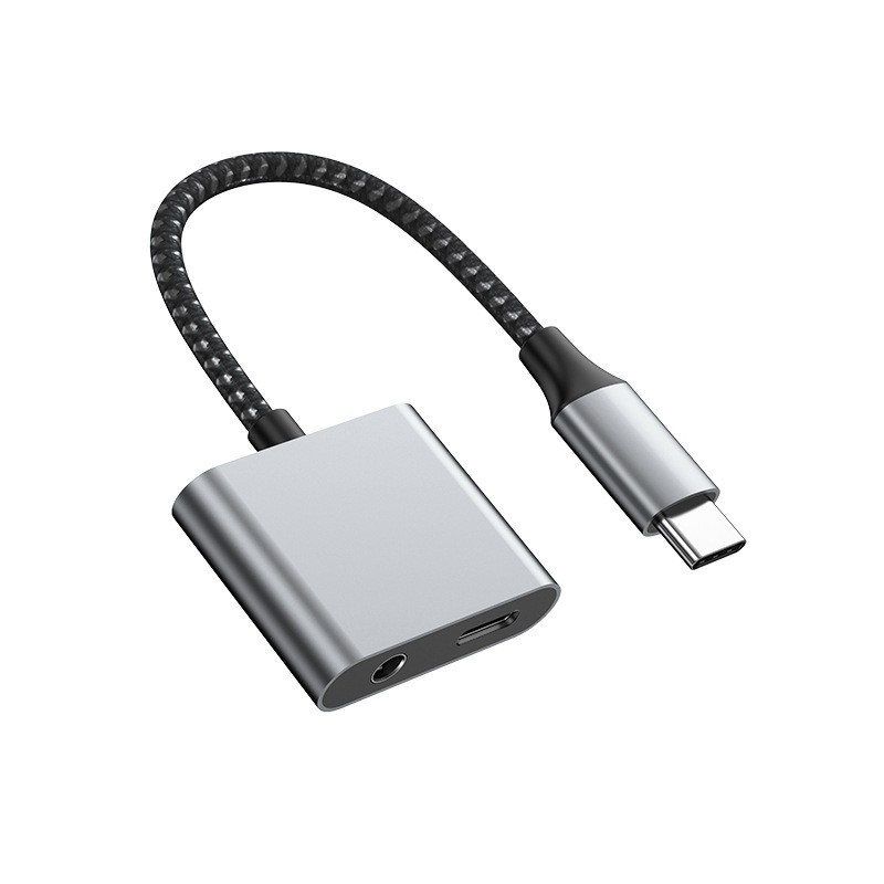USB-C to 3,5 mm kõrvaklappide adapterkaabel – 2-ühes-1 helisisene muundur, sisseehitatud dekoodimiskripsiga, vasktuum, 30 cm pikkune, ühildu iPhone'iga