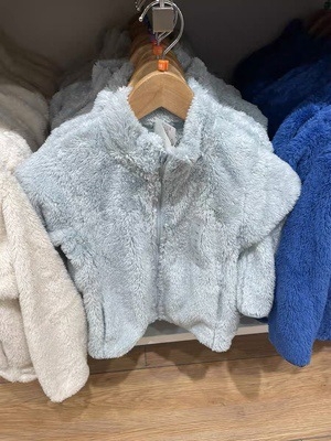 Unisex vaikiška poliarstriukė su užtrauktuku, korejiško stiliaus stovinčiu kaklu, 0–1 metų