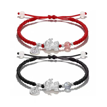 Unisex Pixiu käevõru, hõbe 999, etniline stiil, punutud disain, 2023. talv