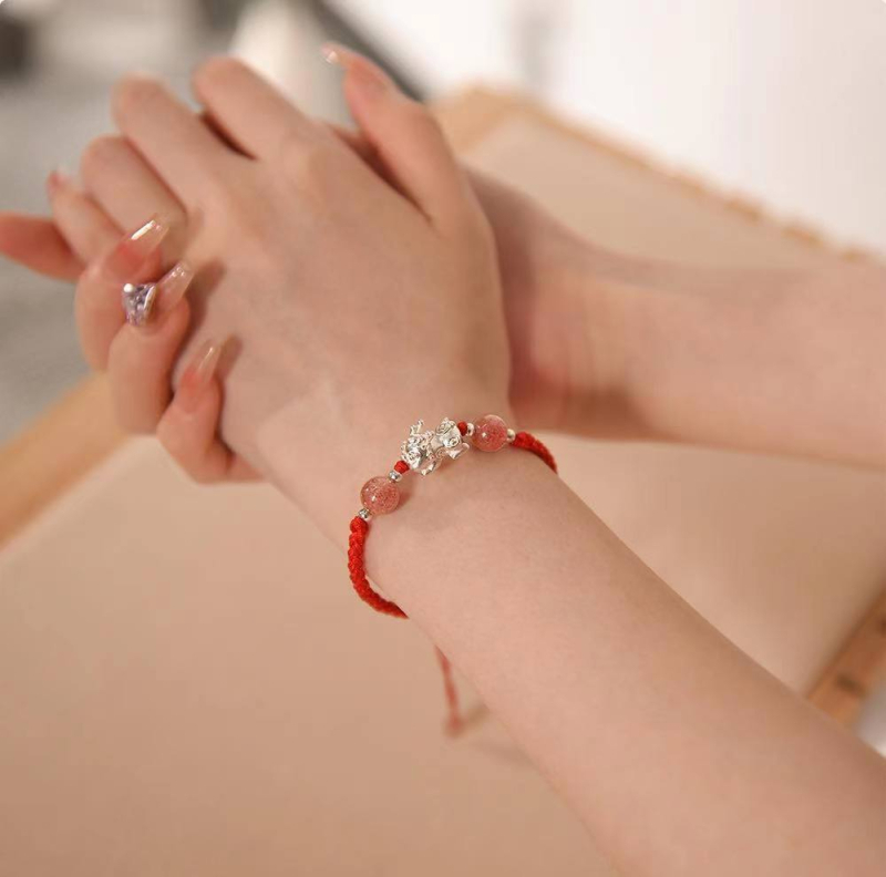 Unisex Pixiu käevõru, hõbe 999, etniline stiil, punutud disain, 2023. talv