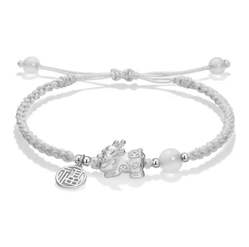 Unisex Pixiu käevõru, hõbe 999, etniline stiil, punutud disain, 2023. talv