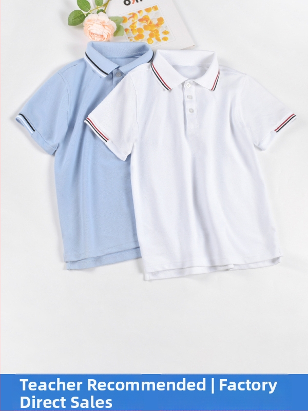 Polo tričko z bavlny, leto 2024, pruhy alebo jednofarebný vzor, pre deti nad 140 cm.