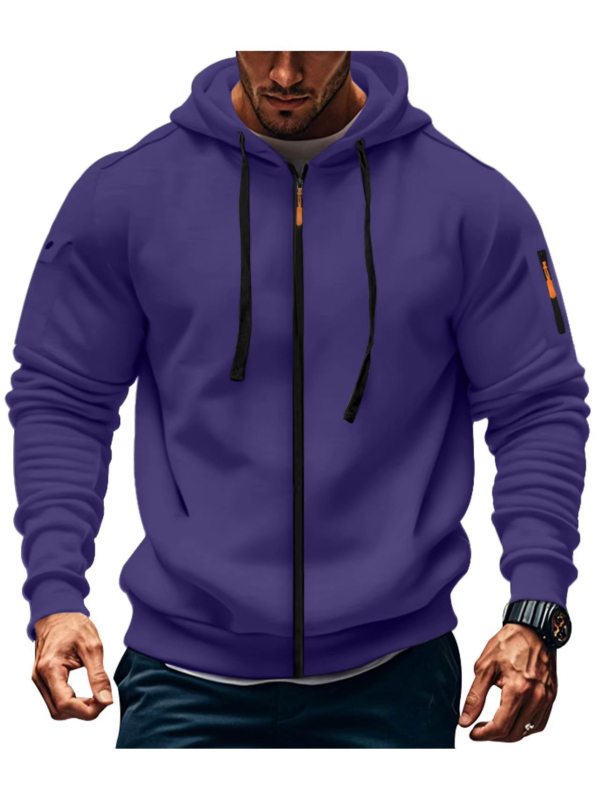 Muški kapuljačasti kardigan s cijelim zatvaračem, debeli poliester fleece, jesensko-zimski casual sportski stil