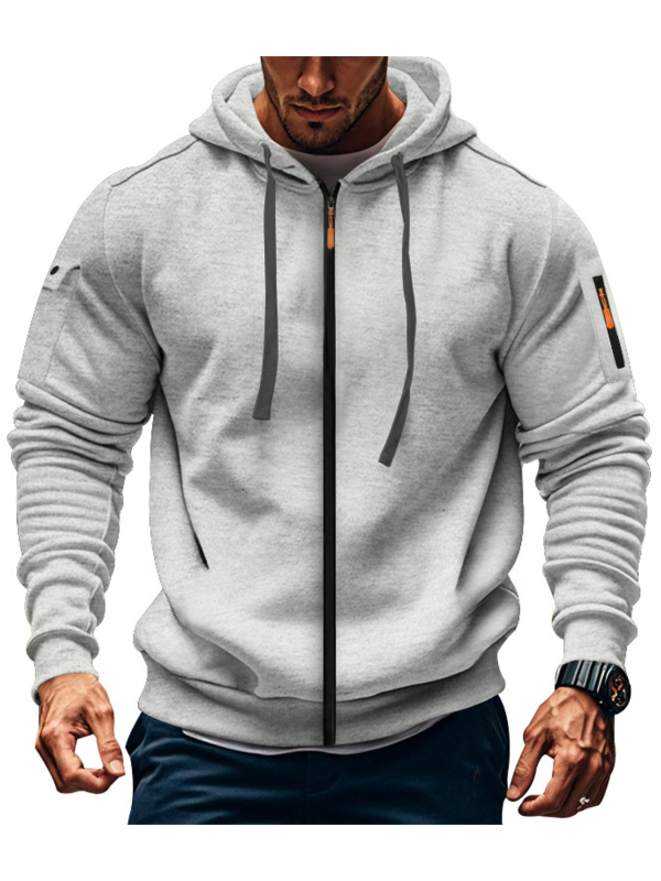 Muški kapuljačasti kardigan s cijelim zatvaračem, debeli poliester fleece, jesensko-zimski casual sportski stil