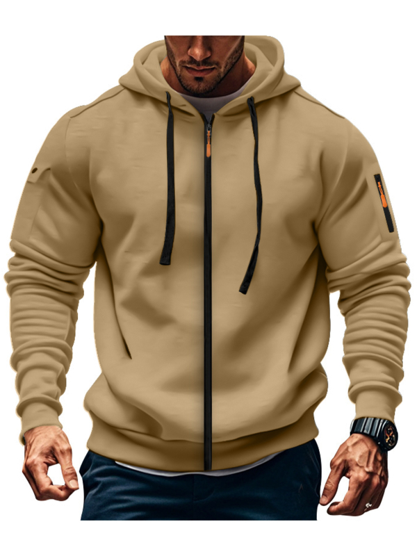 Muški kapuljačasti kardigan s cijelim zatvaračem, debeli poliester fleece, jesensko-zimski casual sportski stil