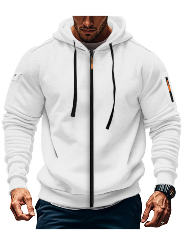 Muški kapuljačasti kardigan s cijelim zatvaračem, debeli poliester fleece, jesensko-zimski casual sportski stil