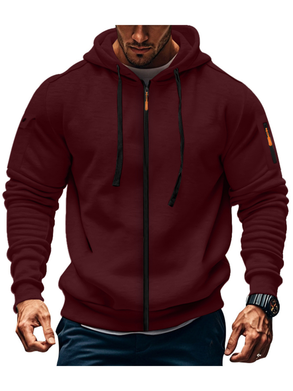 Muški kapuljačasti kardigan s cijelim zatvaračem, debeli poliester fleece, jesensko-zimski casual sportski stil