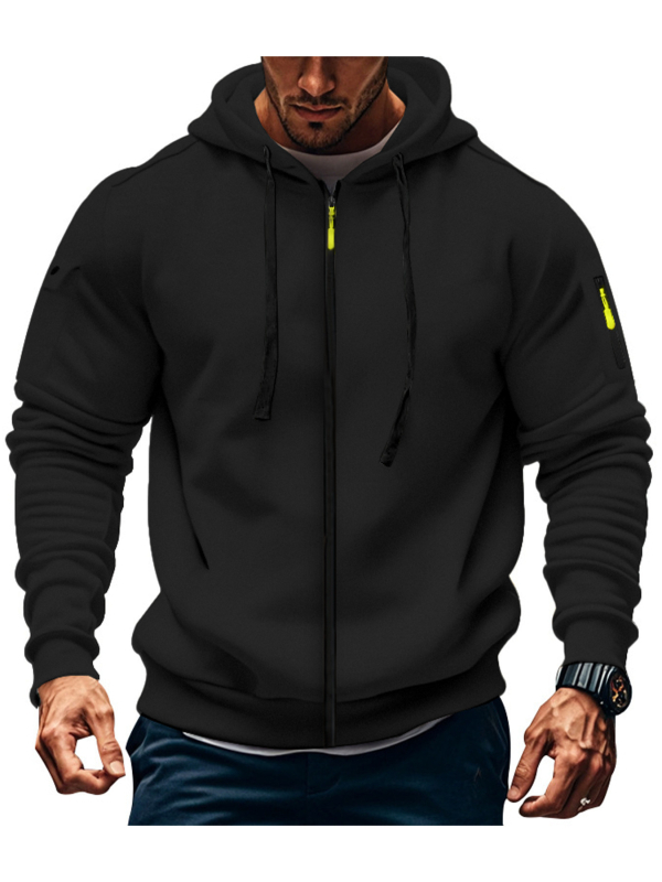 Muški kapuljačasti kardigan s cijelim zatvaračem, debeli poliester fleece, jesensko-zimski casual sportski stil