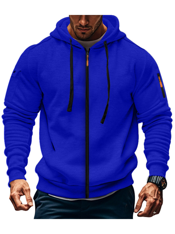 Muški kapuljačasti kardigan s cijelim zatvaračem, debeli poliester fleece, jesensko-zimski casual sportski stil