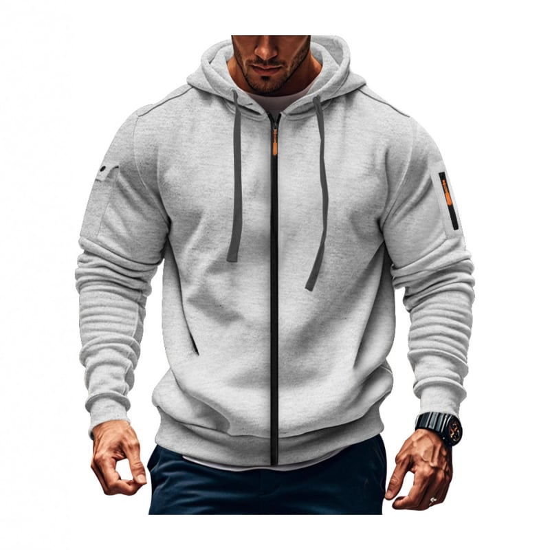 Muški kapuljačasti kardigan s cijelim zatvaračem, debeli poliester fleece, jesensko-zimski casual sportski stil