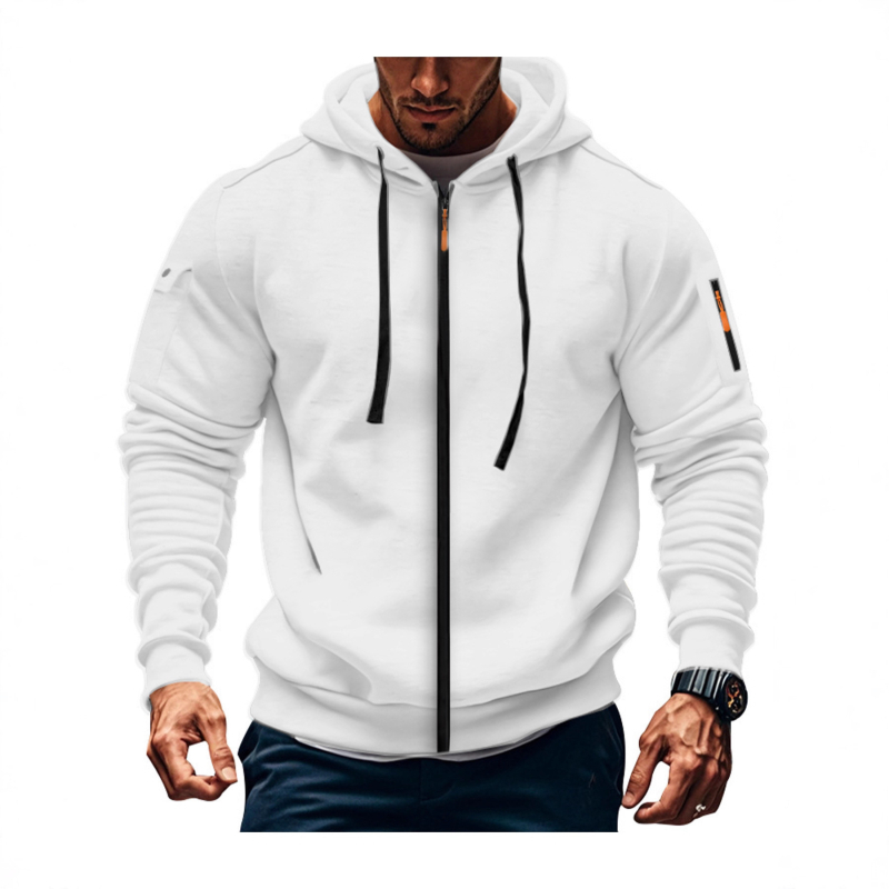 Muški kapuljačasti kardigan s cijelim zatvaračem, debeli poliester fleece, jesensko-zimski casual sportski stil