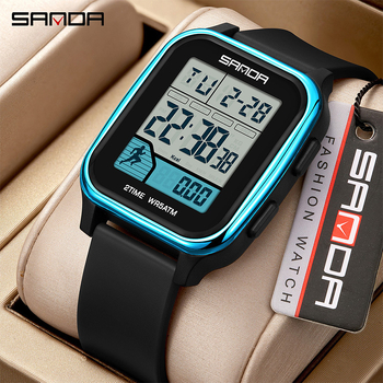 Sanda többfunkciós digitális sportóra kettős idő kijelzővel, lépésszámláló, kalóriaszámláló, két ébresztő, 50 m vízálló